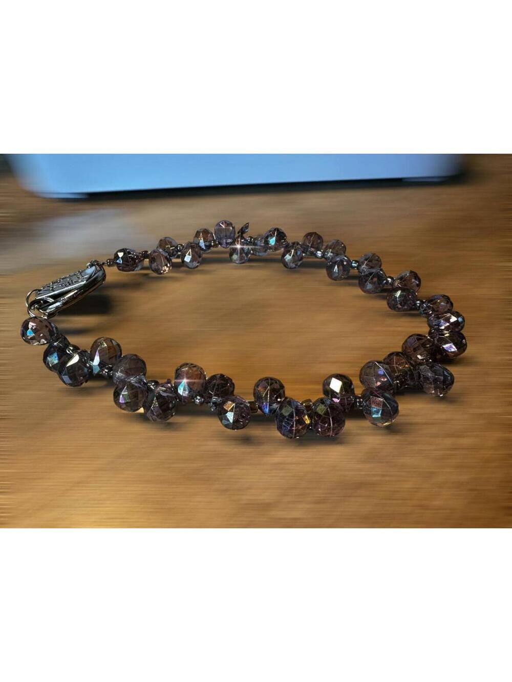 Phone Wrist Strap with Faceted Purple Beads